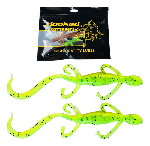 Pak De 8 Gomas Hooked Lizzard 5 Pulgadas Pesca Lobinera Lago