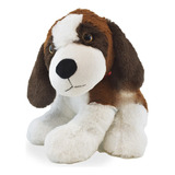 Peluche Perro Con Collar Sentado 35 Cm Color Marron Con Blanco