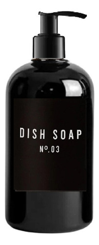 Dispensador Negro P/cocina Etiqueta Dish Soap Plástico 500ml