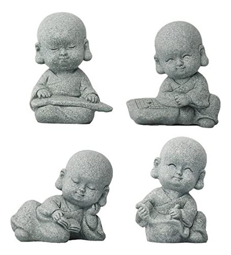 4 Pcs Bebé Buda Estatua Monjes Figurita