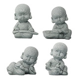 4 Pcs Bebé Buda Estatua Monjes Figurita