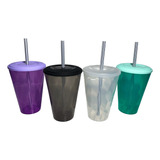 Vaso Con Tapa Y Sorbete Colores Souvenir De Fabrica  X 25 U