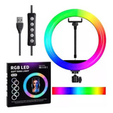 Aro De Luz Rgb Multicolor 26 Cm Profesional + Tripode 2m