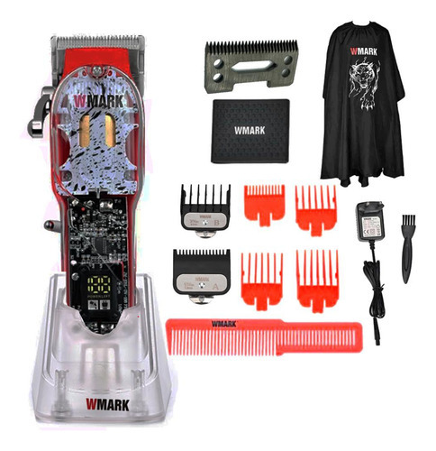 Kit Maquina De Cortar Cabelo Wmark Ng 409 Lamina Com Base