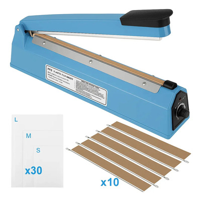 Selladoras De Bolsas 30cm Largo de Sellado Selladoras de Impulso 8 Ajustes de Temperatura Ancho Plástico Reforzado Regalo 30 Bolsas y Resistencias Para Maquina para Termoencogible | Envío gratis