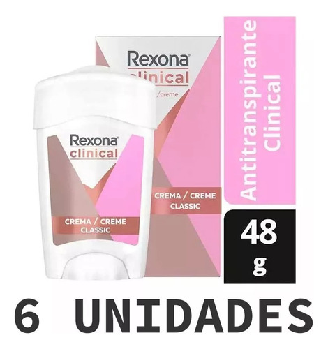 6 Unid Rexona Clinical Classic 48g Mujer En Crema