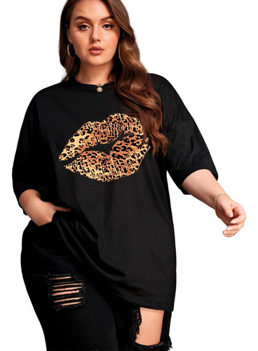 Camiseta Animal Print Plus Size Aesthetic Tumblr Blogueira