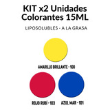  Kit Colorantes. Liposolubles 15ml  (x2 Unidades) -cosmética