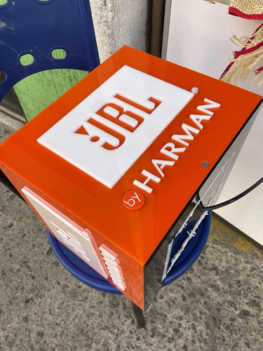 Aviso Cartel Jbl Harman Audio Cubo Acrílico Publicidad