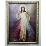 Señor De La Misericordia 75 X 55 Cms En Marco Plateado A