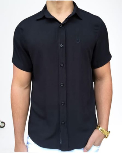 Camisa Social Masculina Manga Curta Camisa De Linho