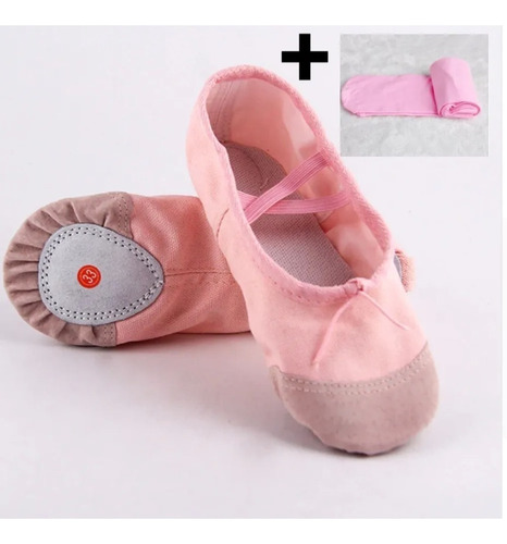 Kit 1 Par Sapatilhas Balé Ballet + Meia Calça Rosa Infantil