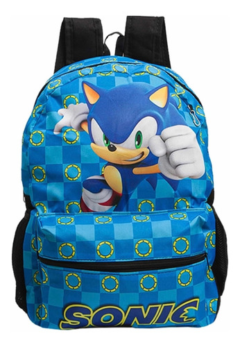 Mochila Sonic Juvenil Infantil Escolar Costas Argola Reforça