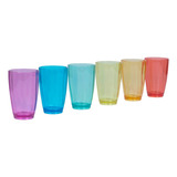 6 Vaso Plástico Acrílico Nuevos Transparente Colores 410 Ml