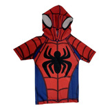 Remera Infantil Con Protección Uv Y Máscara - Spiderman