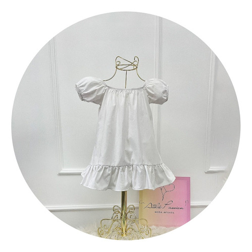 Vestido Ciganinha Infantil Branco Algodão Festa Menina