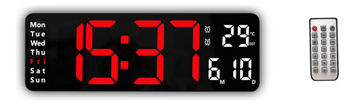 Reloj De Pared Digital Grande Con Control Remoto, Temperatur