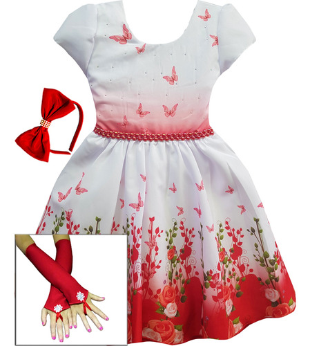 Vestido Festa Infantil Floral Luxo Daminha Formatura 4 A 16
