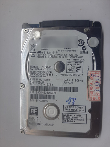 Hd Disco Rigido Hgst 500gb 6.0 7200rpm Notebook  A11-32