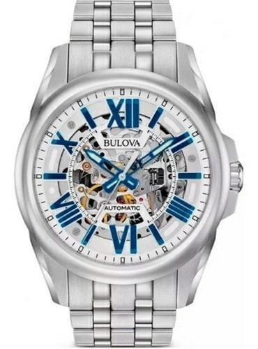 Relógio Bulova Masculino Prata Esqueleto Automático 96a187