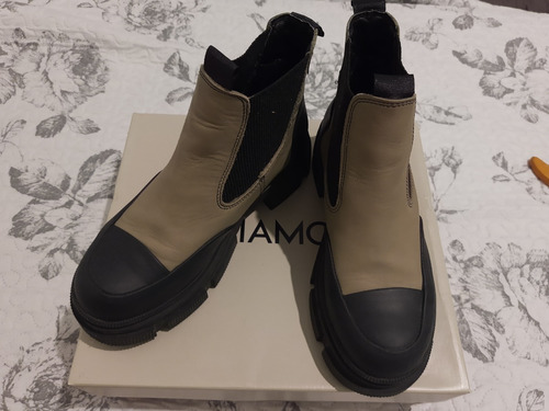 Botas Viamo Cuero - Negro Y Vison - Talle 38 - Casi Sin Uso!