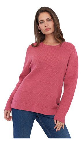 Sweater Mujer Cerrado Rosado Oscuro Corona