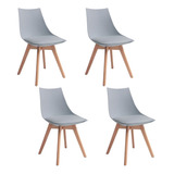 Pack 4 Silla De Comedor Con Patas De Madera