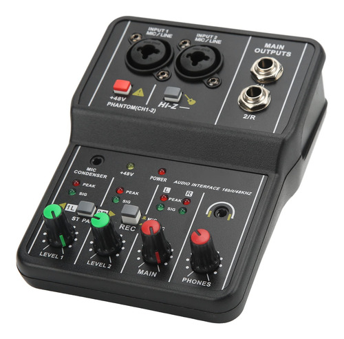 Mezclador De Audio Compacto De 2 Canales Con Phantom Power Y