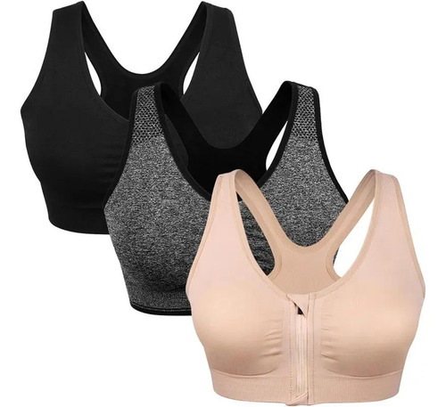 3piezas Sujetador Deportivo De Yoga Con Cremallera Delantera | MercadoLibre