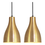 Kit 2 Luminárias Pendente Lustre Teto Moderno Luxo Dourado