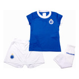 Uniforme Cruzeiro Feminino Bebê Infantil Kit 3 Pç Short Saia