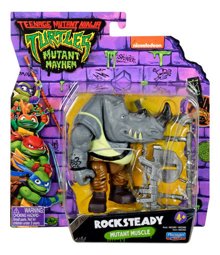 Figura De Acción Bandai Tmnt Movie Rocksteady + Accesorios