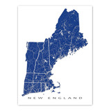 Mapa De Pared De Nueva Inglaterra Rhode Island Maine Ve...