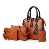 Set 4 Moda Bolsas Para Mujer Cosmetiqueras Totebag Crossbody