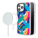 Funda Para iPhone Magsafe Mujer Manchas Pintura Con Nombre