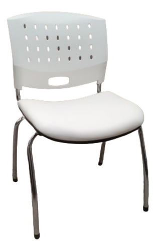 Silla Greta Fija Cromada Tapizado Ecocuer Blanco