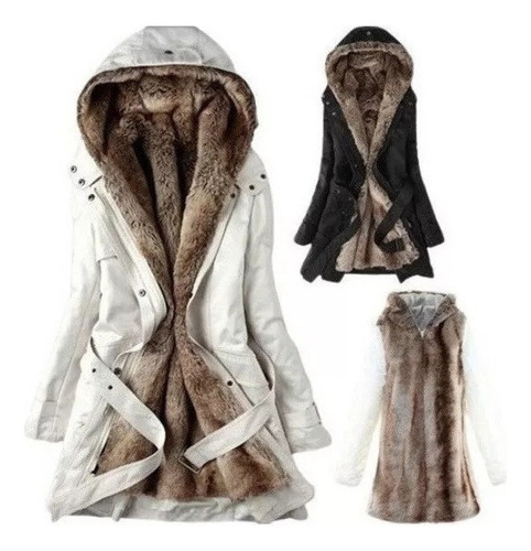 Cabolsa De Inverno Feminino Longo E Quente Com Forro Polar