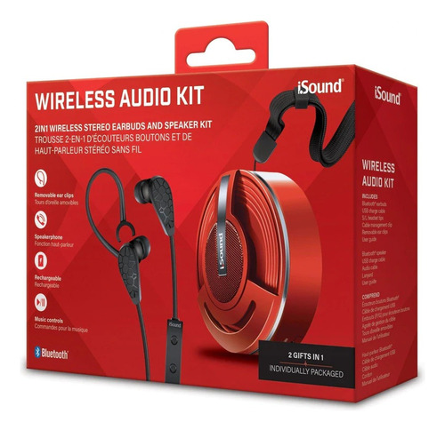 Parlante + Audifono Wireless Audio Kit Rojo Isound - 6922