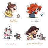 Princesas Disney Vector Pack 50 Con Mascotas Para Imprimir