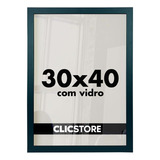 Moldura 30x40 Foto Quadro Com Vidro Poster Porta Certificado Cor Preto Liso