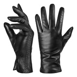 Qnlyczy Guantes De Piel De Oveja Genuina Para Mujer, Guantes