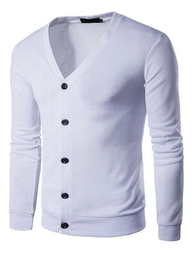 Sueter Hombre Cuello En V Con Botones Casual Slim Colores