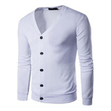 Sueter Hombre Cuello En V Con Botones Casual Slim Colores