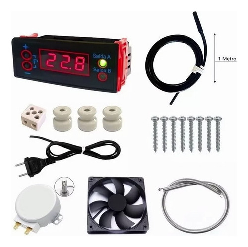 Kit Chocadeira Termostato Resistencia Motor Ventilador Coole