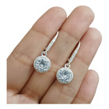 Aros Plata 925 Mujer Colgantes Redondos Cubic Blanco Regalo