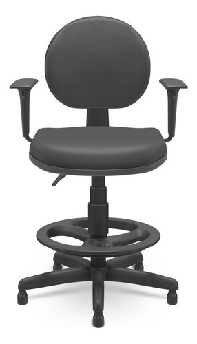 Cadeira Caixa Executiva Back System Com Braço Corino Preto