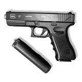 Pistola Glock Silenciador Full Metal C15a+ Airsoft Paintball