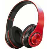 Audífonos Inalámbricos Luminoso Led Bluetooth Diadema Gamer Color Rojo Y Negro