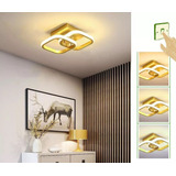 Luminária Moderna Teto Plafon Sobrepor Quadrado Luz 3/1 Cor Dourado