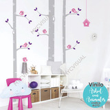 Vinilo Decorativo Infantil Arboles Con Animales De Alt 250cm